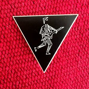 Black Triangle Pin with Retro  Design 1985